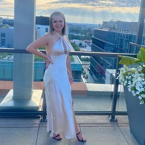 Champagne halter midi dress